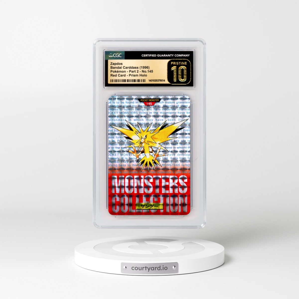 1996 (Monsters Collection) Part 2 #145 Zapdos - Red Card Prism Holo (CGC 10 PRISTINE)