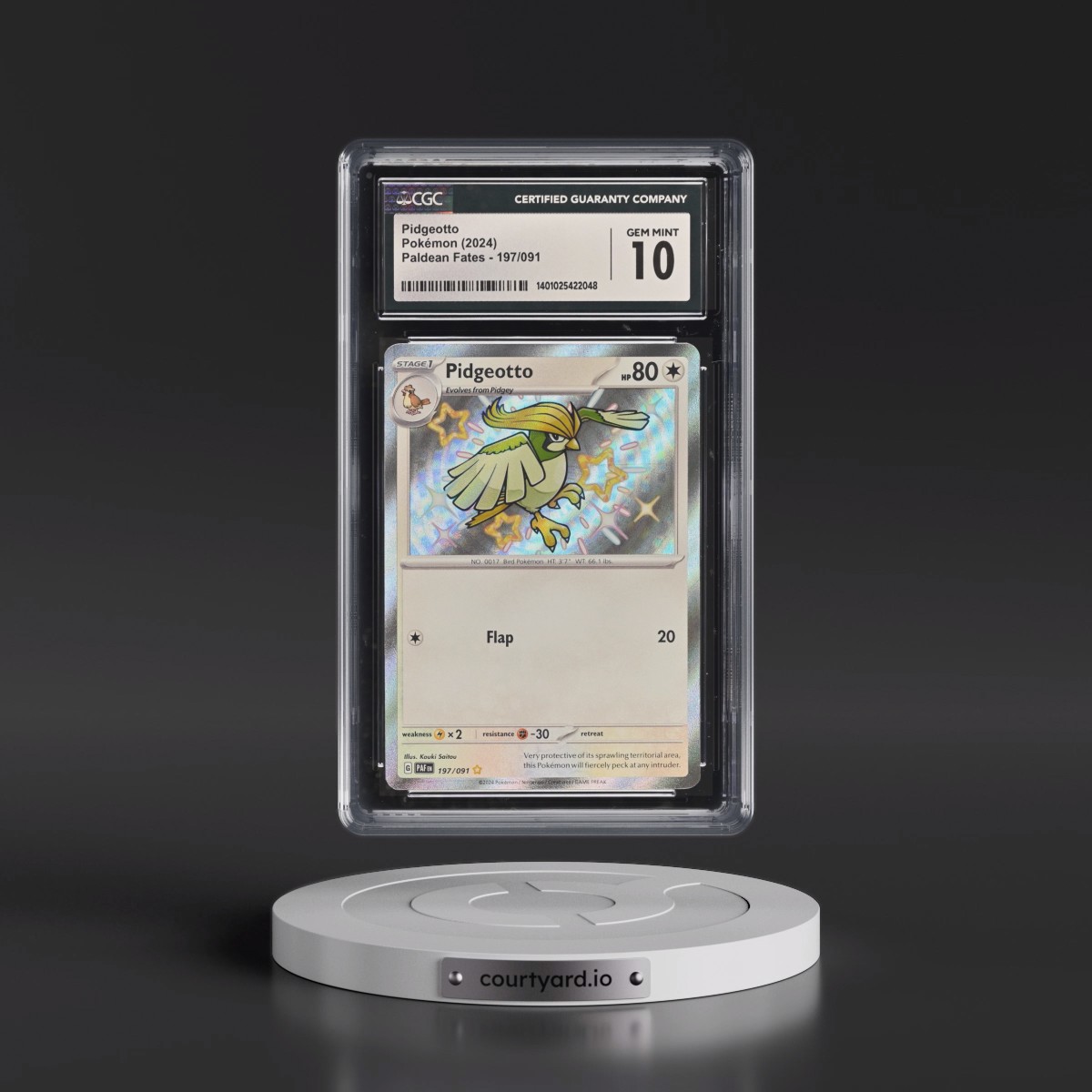 2024 Paldean Fates - PAF EN #197/091 Pidgeotto - Shiny Rare Holo (CGC 10 GEM MINT)