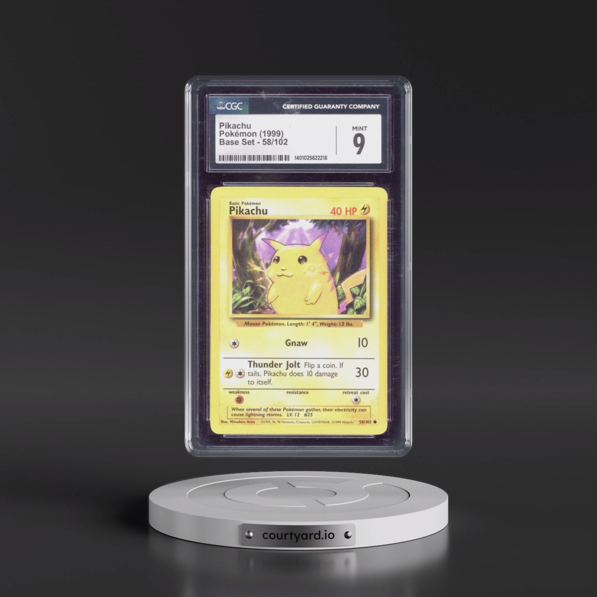 1999 Base Set #58/102 Pikachu - Yellow Cheeks (CGC 9 MINT)