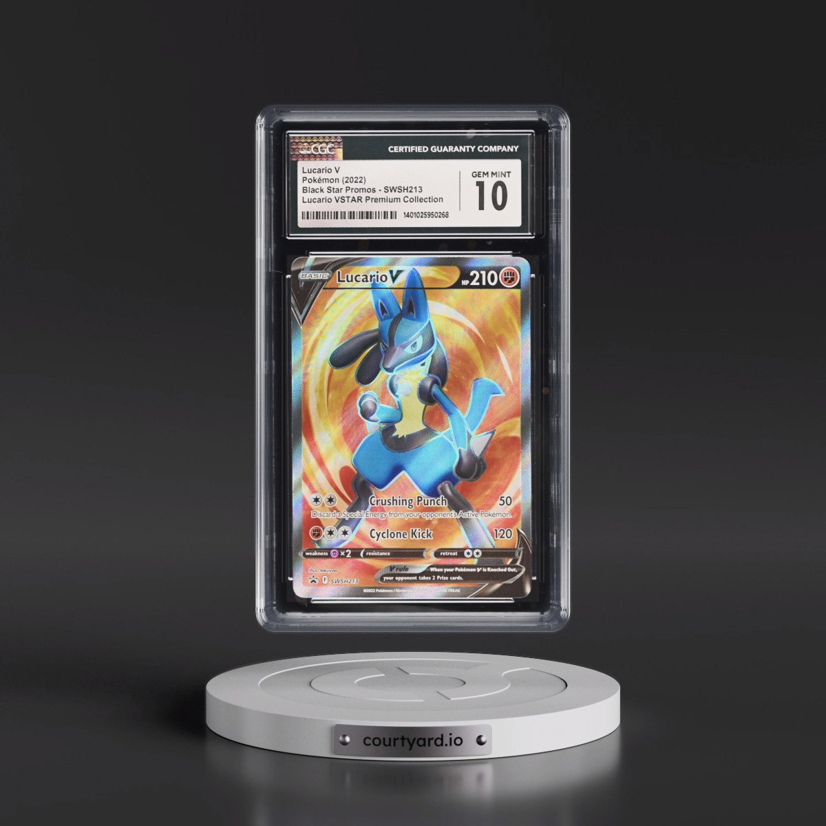 2022 Pokémon Swsh Black Star Promo #213 Lucario V - Holo Full Art Lucario Vstar Premium Collection (CGC 10 GEM MINT)