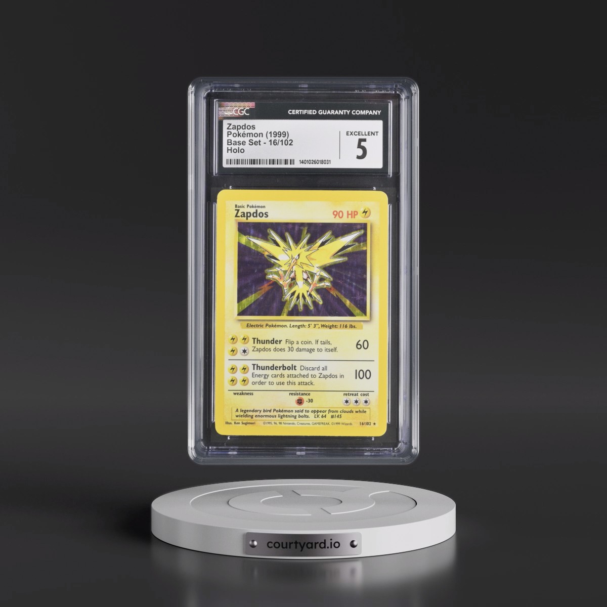 1999 Base Set #16/102 Zapdos - Holo (CGC 5 EX)