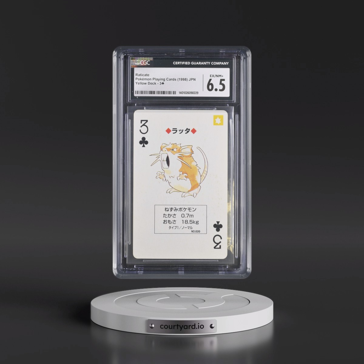 1996 Yellow Deck (Pocket Monster Pikachu Back) #3Ã¿ Raticate (CGC 6.5 EX-NM+)