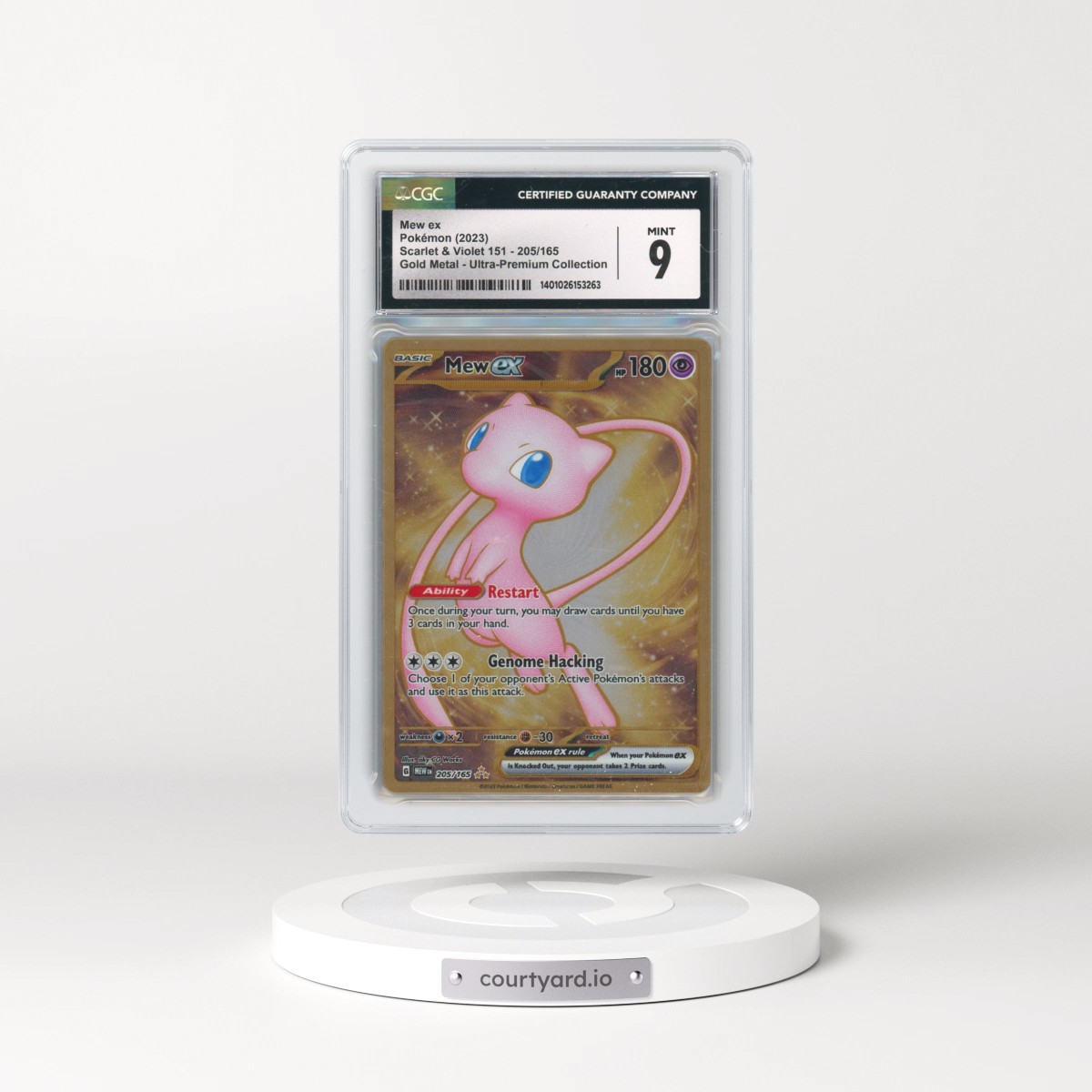 2023 Scarlet & Violet 151 - MEW EN #205 Mew ex - Gold Metal - Ultra-Premium Collection (CGC 9 MINT)