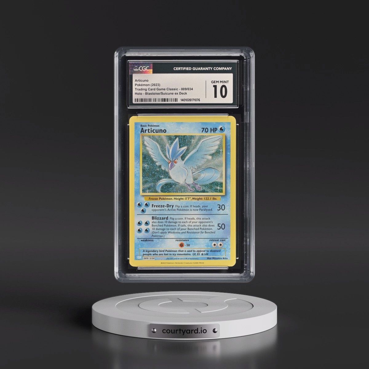 2023 Trading Card Game Classic - CLV, CLC, CLB #009/034 Articuno - Blastoise & Suicune ex Deck - CLB Holo (CGC 10 GEM MINT)