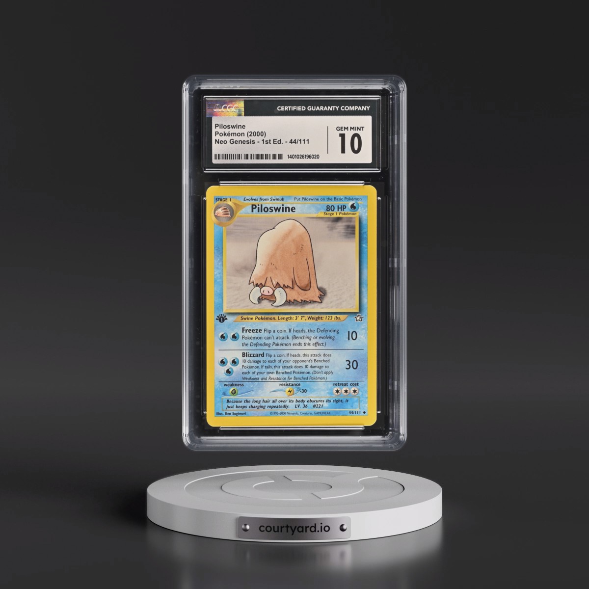 2000 Neo Genesis Piloswine - 1st Edition #44/111 CGC 10