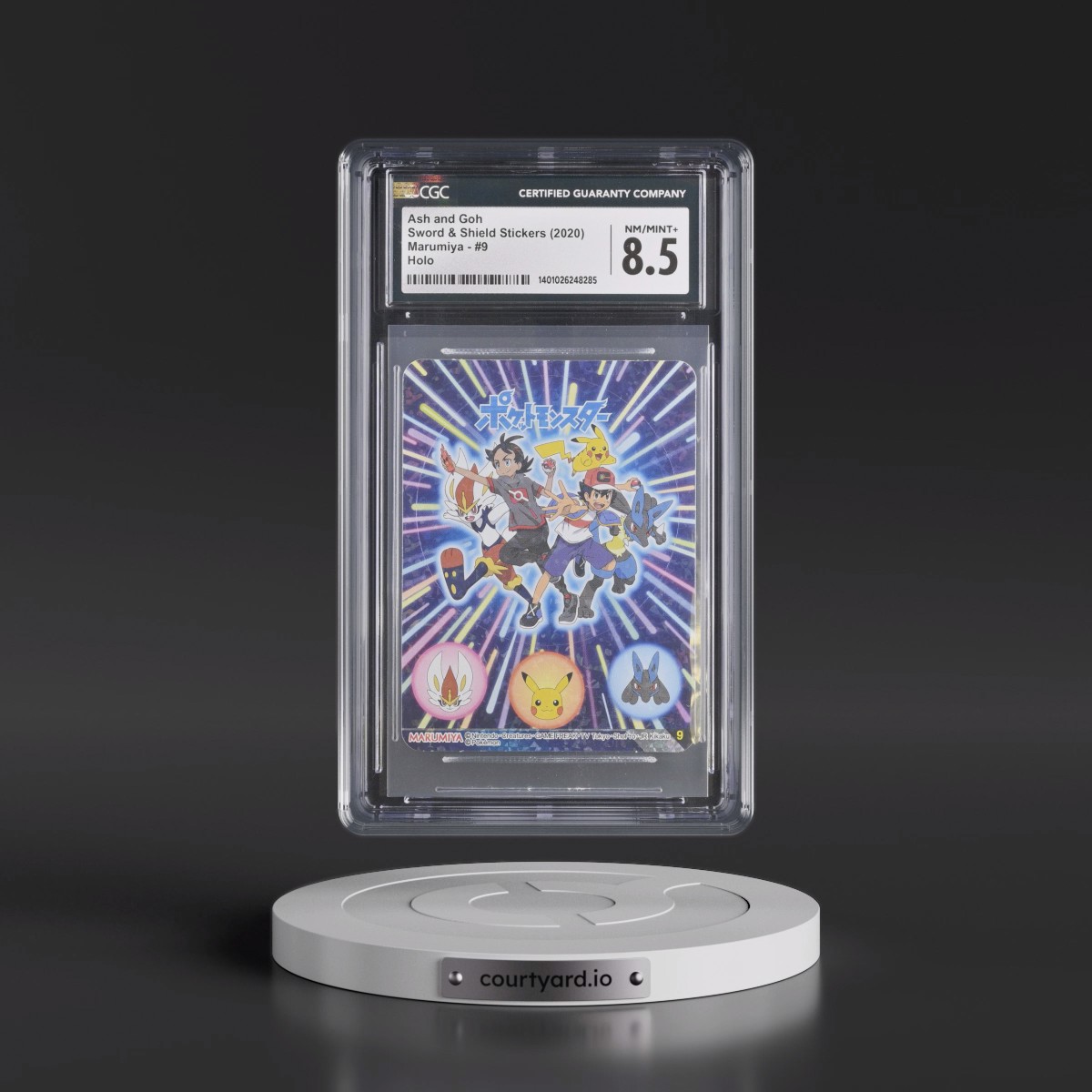 2020 Sword & Shield Stickers (Marumiya 2020) - Japanese #9 Ash &amp; Goh - Holo (CGC 8.5 NM-MT+)