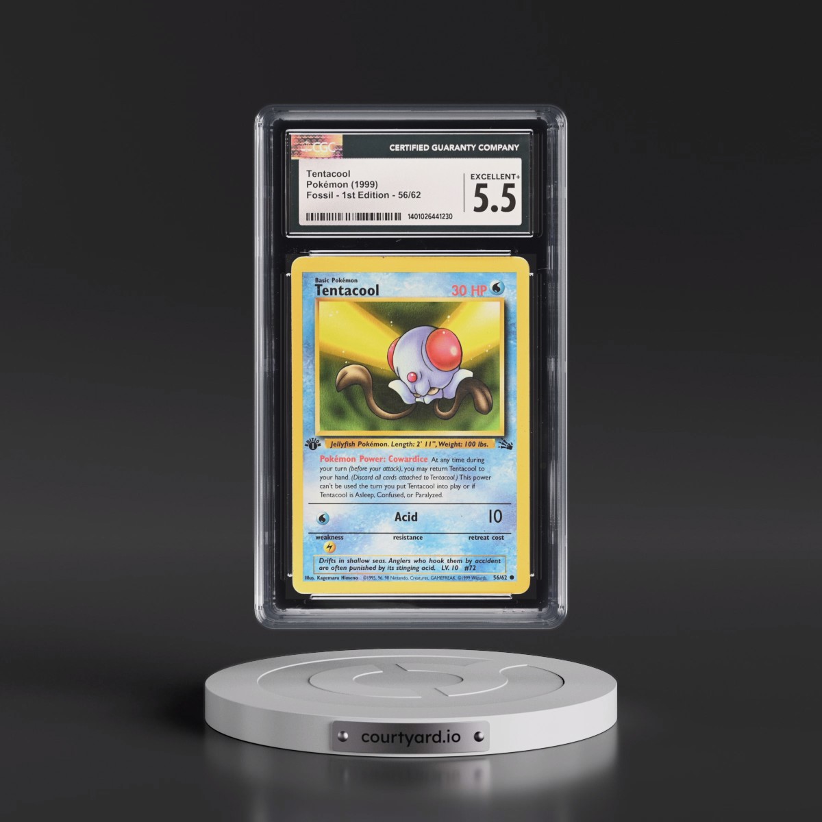 1999 Fossil #56/62 Tentacool - 1st Edition 1st Edition (CGC 5.5 EX+)