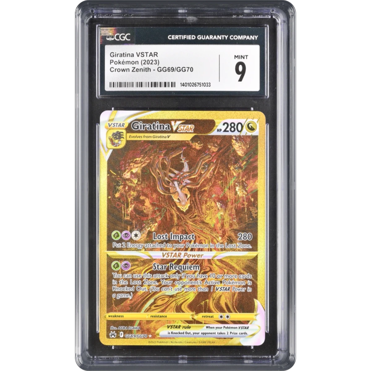 2023 Crown Zenith #GG69/GG70 Giratina VSTAR - Galarian Gallery Holo (CGC 9 MINT)