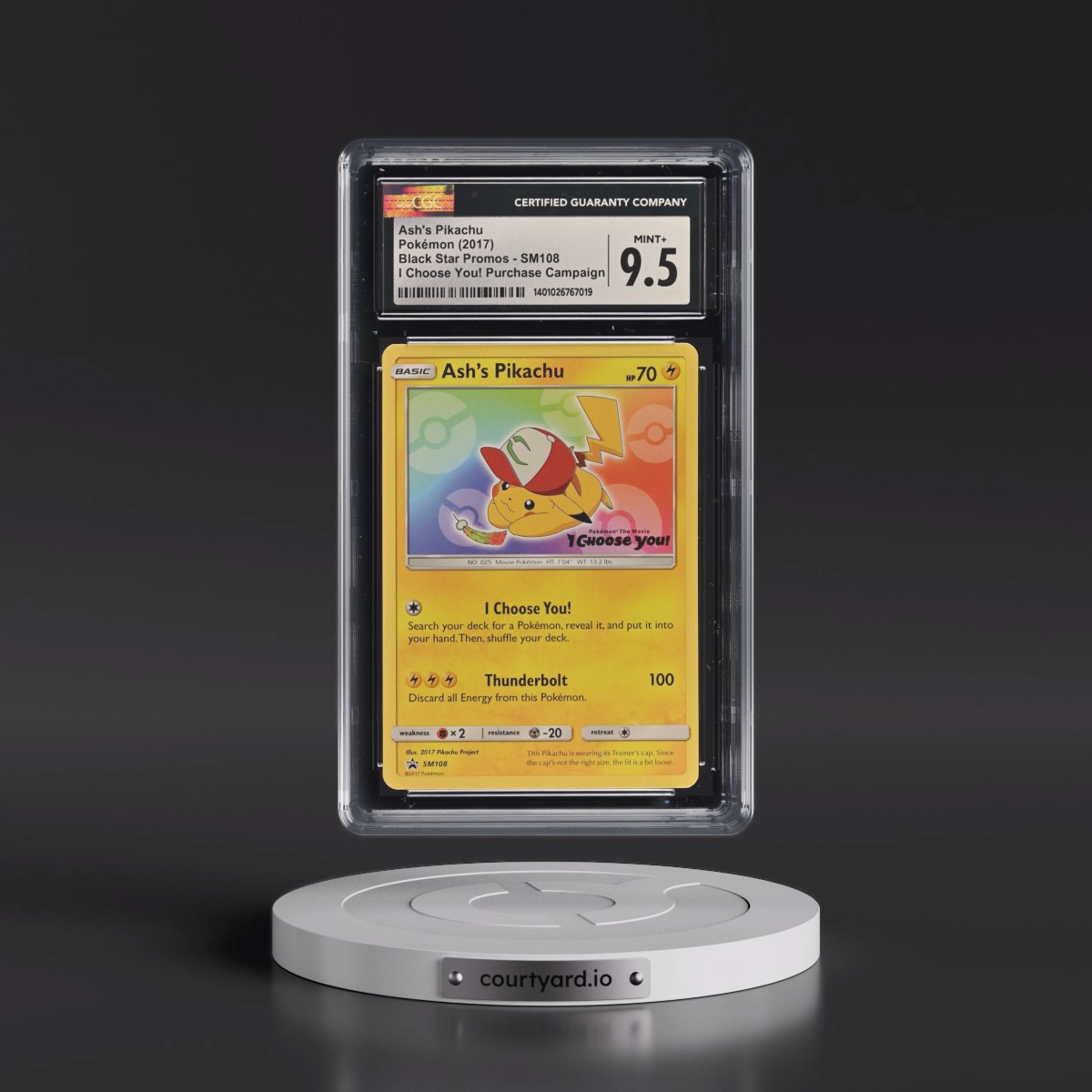 2016 Black Star Promos - Sun & Moon #SM108 Ash's Pikachu - I Choose You! Purchase Campaign (CGC 9.5 MINT+)