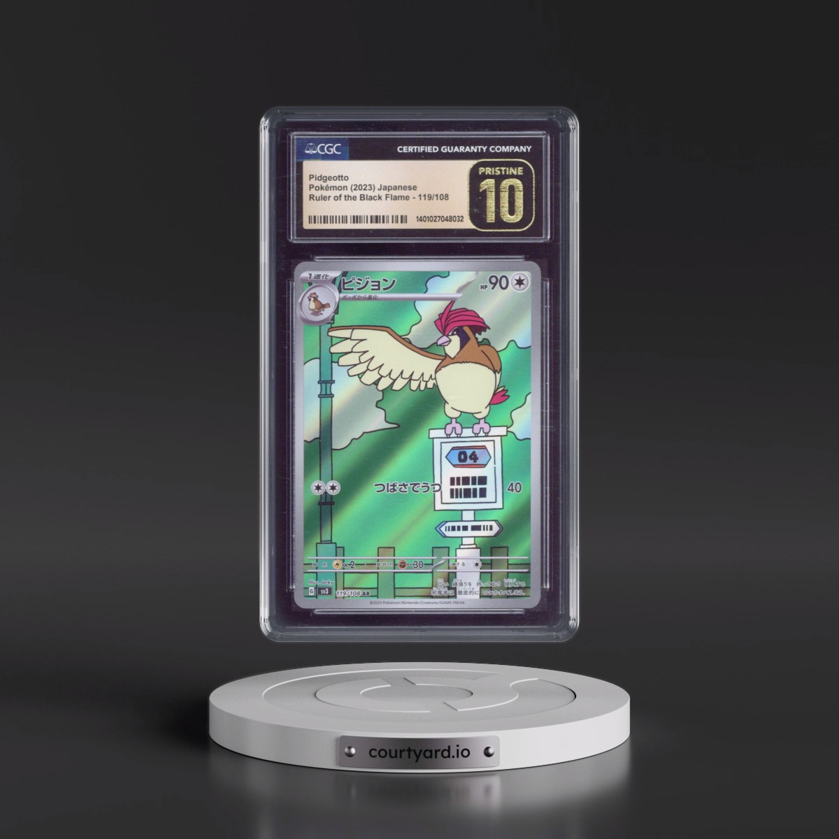 2023 Ruler of the Black Flame #119/108 Pidgeotto - Art Rare Holo (CGC 10 PRISTINE)