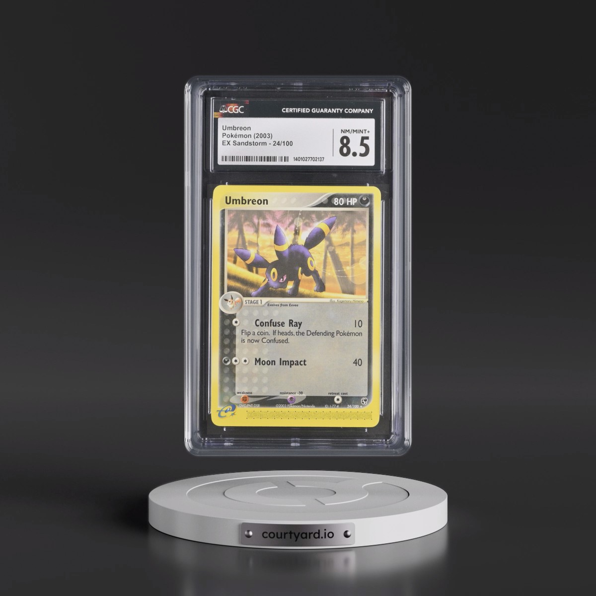 2003 EX Sandstorm (2003 Copyright, w/ "e" Symbol) #24/100 Umbreon (CGC 8.5 NM-MT+)