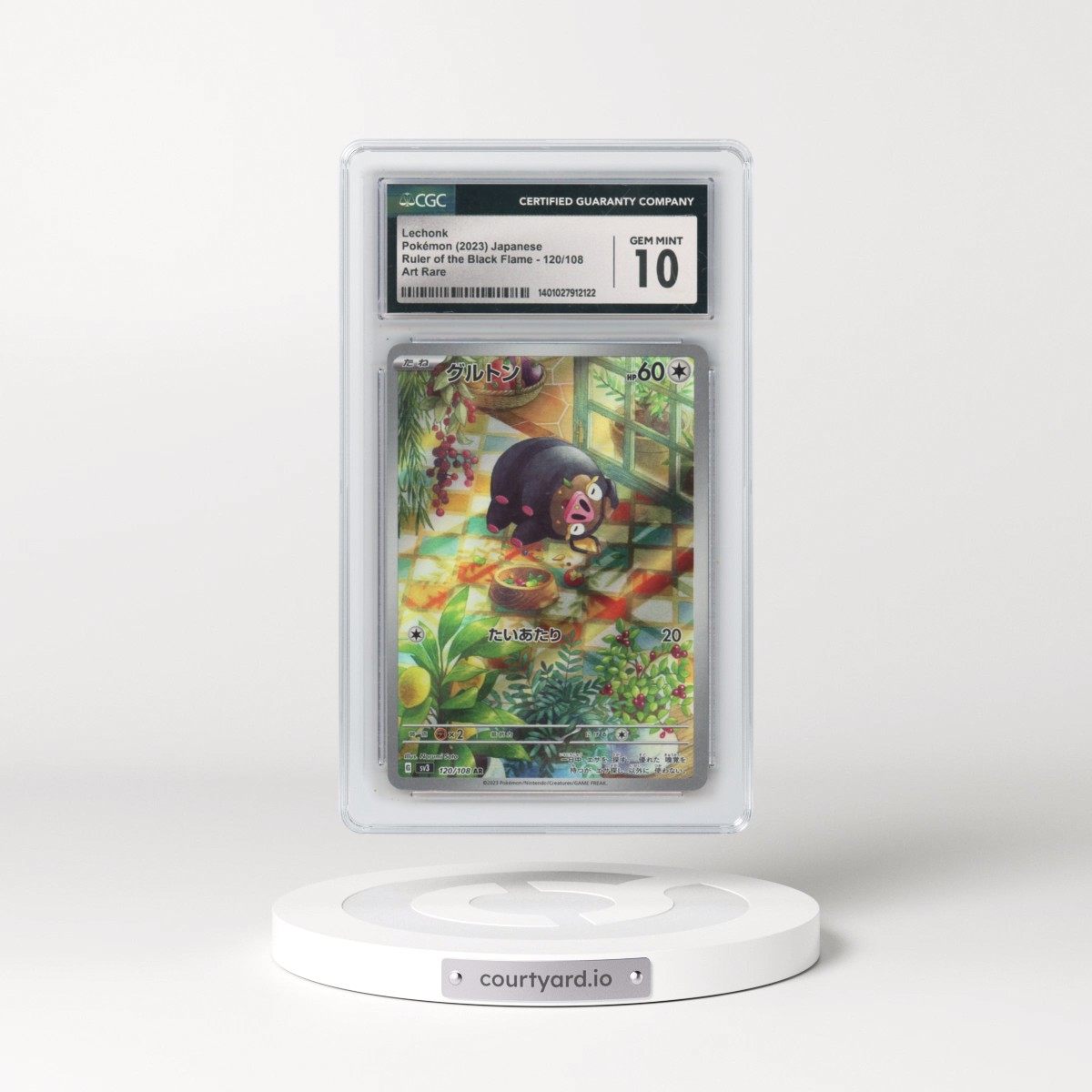 2023 Pokémon SV3-Ruler of the Black Flame #120 Lechonk - Art Rare (CGC 10 GEM MINT)