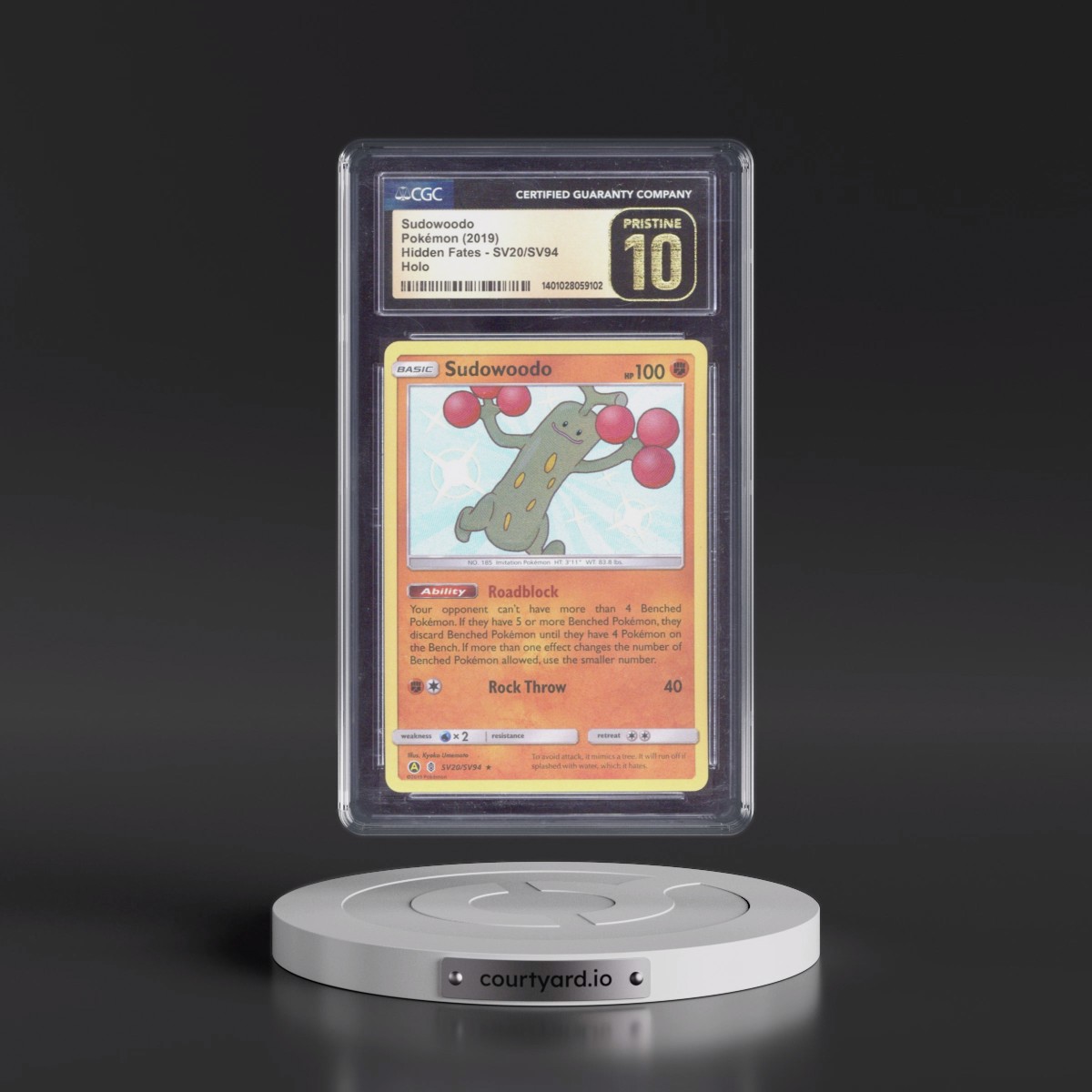 2019 Hidden Fates #SV20/SV94 Sudowoodo - Shiny Vault Holo (CGC 10 PRISTINE)