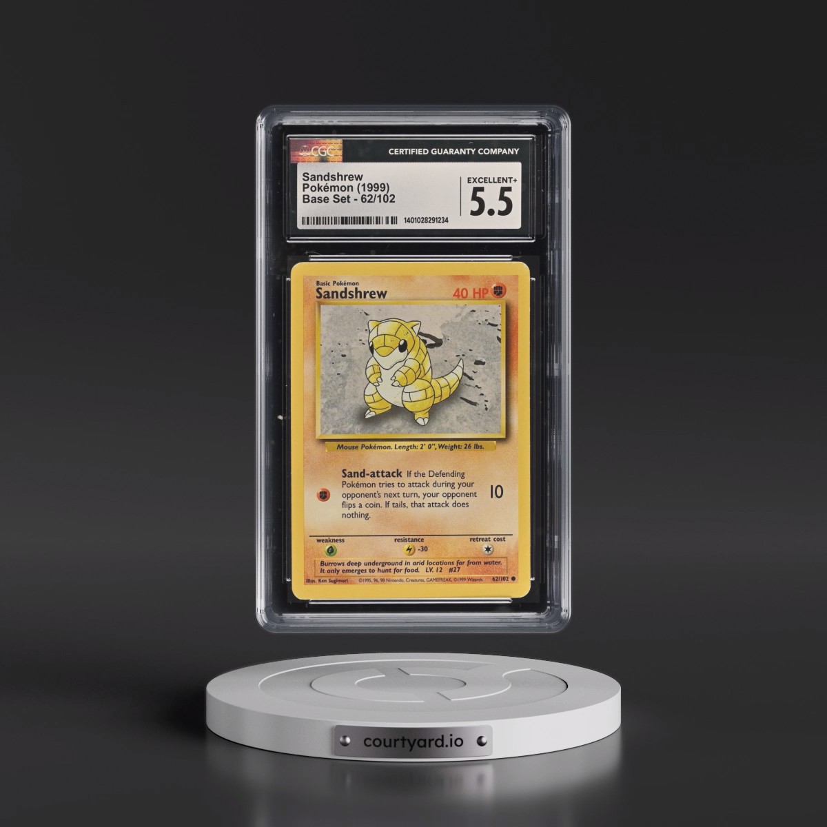 1999 Base Set #62/102 Sandshrew (CGC 5.5 EX+)