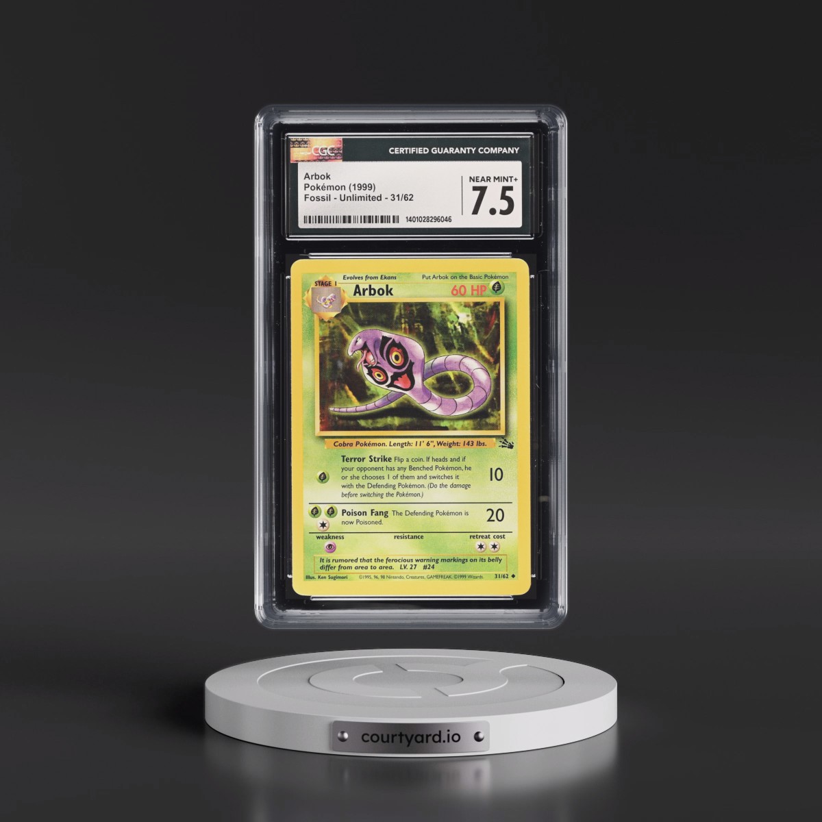 1999 Fossil #31/62 Arbok (CGC 7.5 NM+)