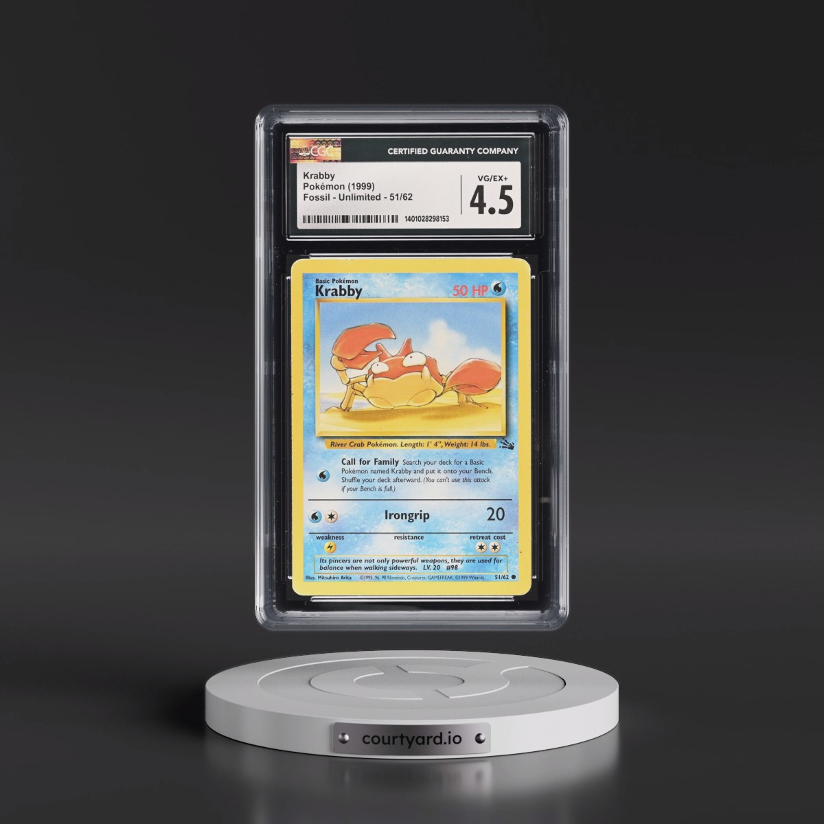 1999 Fossil #51/62 Krabby (CGC 4.5 VG-EX+)
