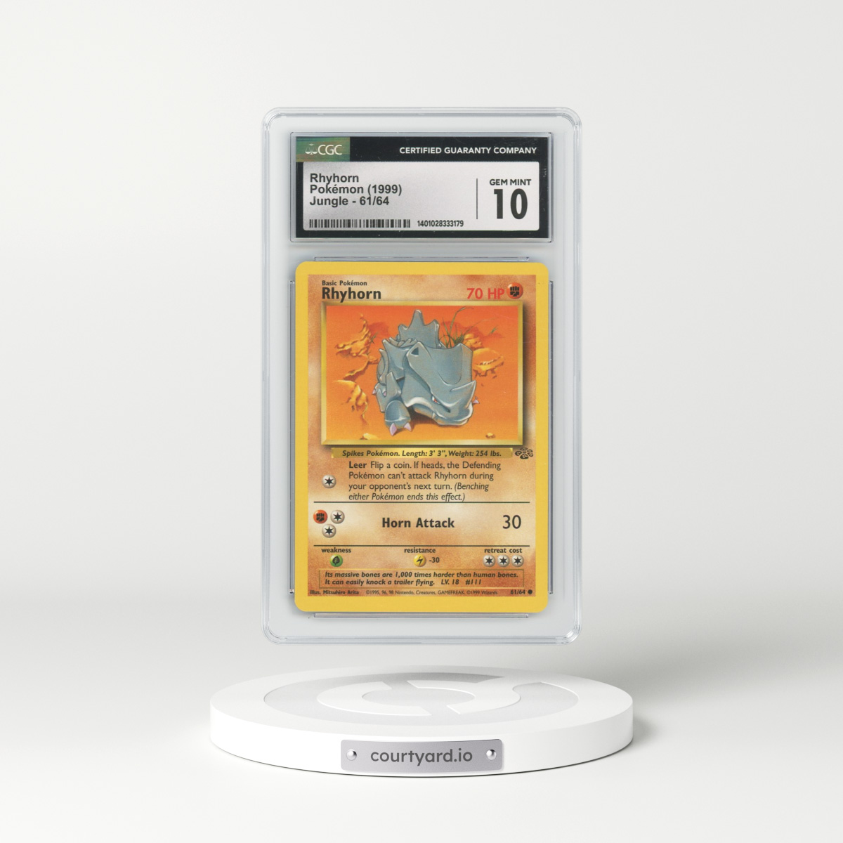 1999 Jungle #61 Rhyhorn (CGC 10 GEM MINT)
