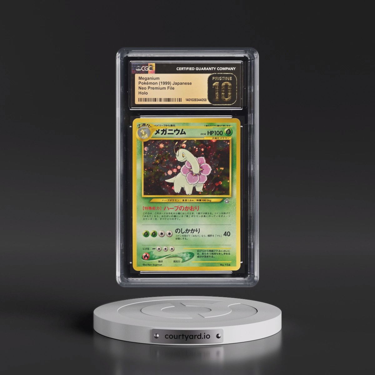 1999 Neo Premium File Meganium - No Rarity - Holo CGC 10