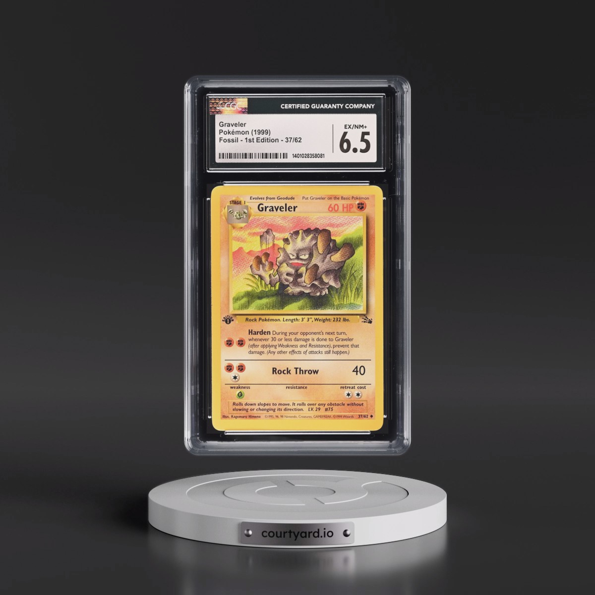 1999 Fossil #37/62 Graveler - 1st Edition 1st Edition (CGC 6.5 EX-NM+)
