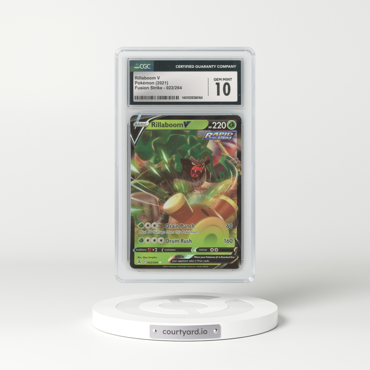 2019 Fusion Strike #022 Rillaboom V - Holo (CGC 10 GEM MINT)