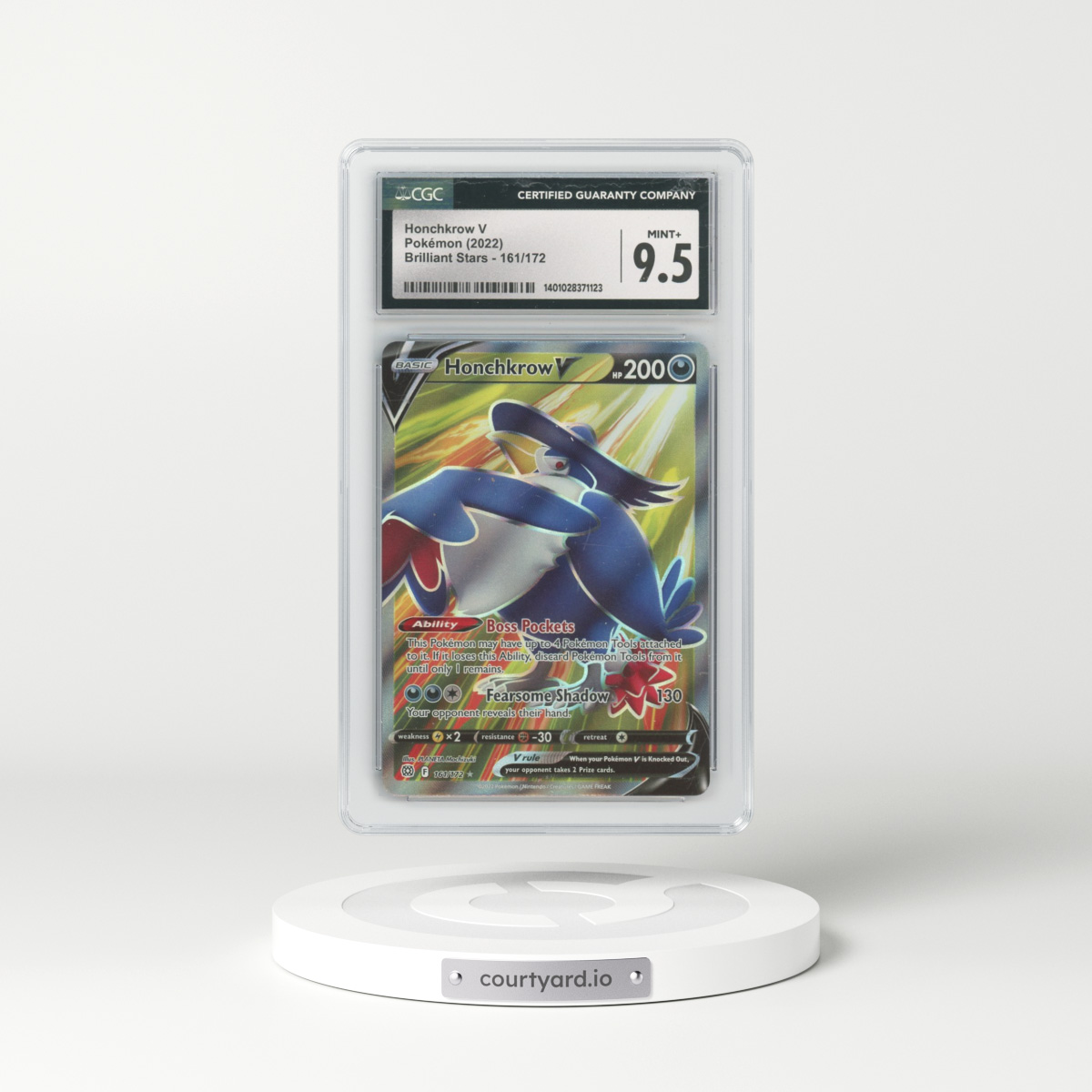 2022 Brilliant Stars #161 Honchkrow V - Holo (CGC 9.5 MINT+)