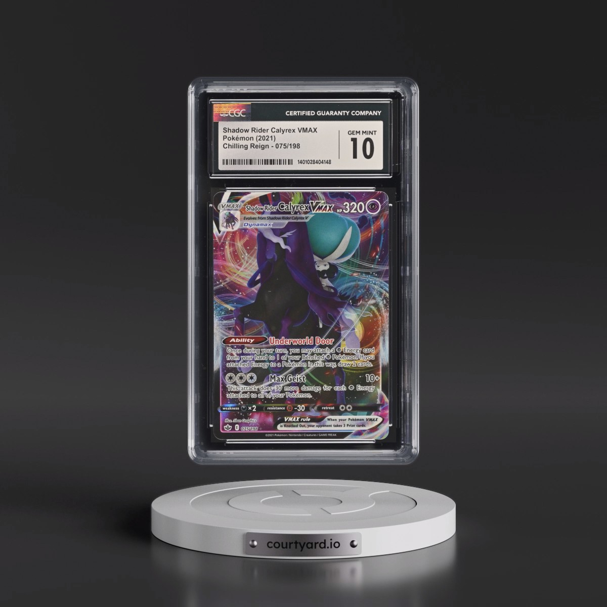2021 Chilling Reign #075/198 Shadow Rider Calyrex VMAX - Holo (CGC 10 GEM MINT)