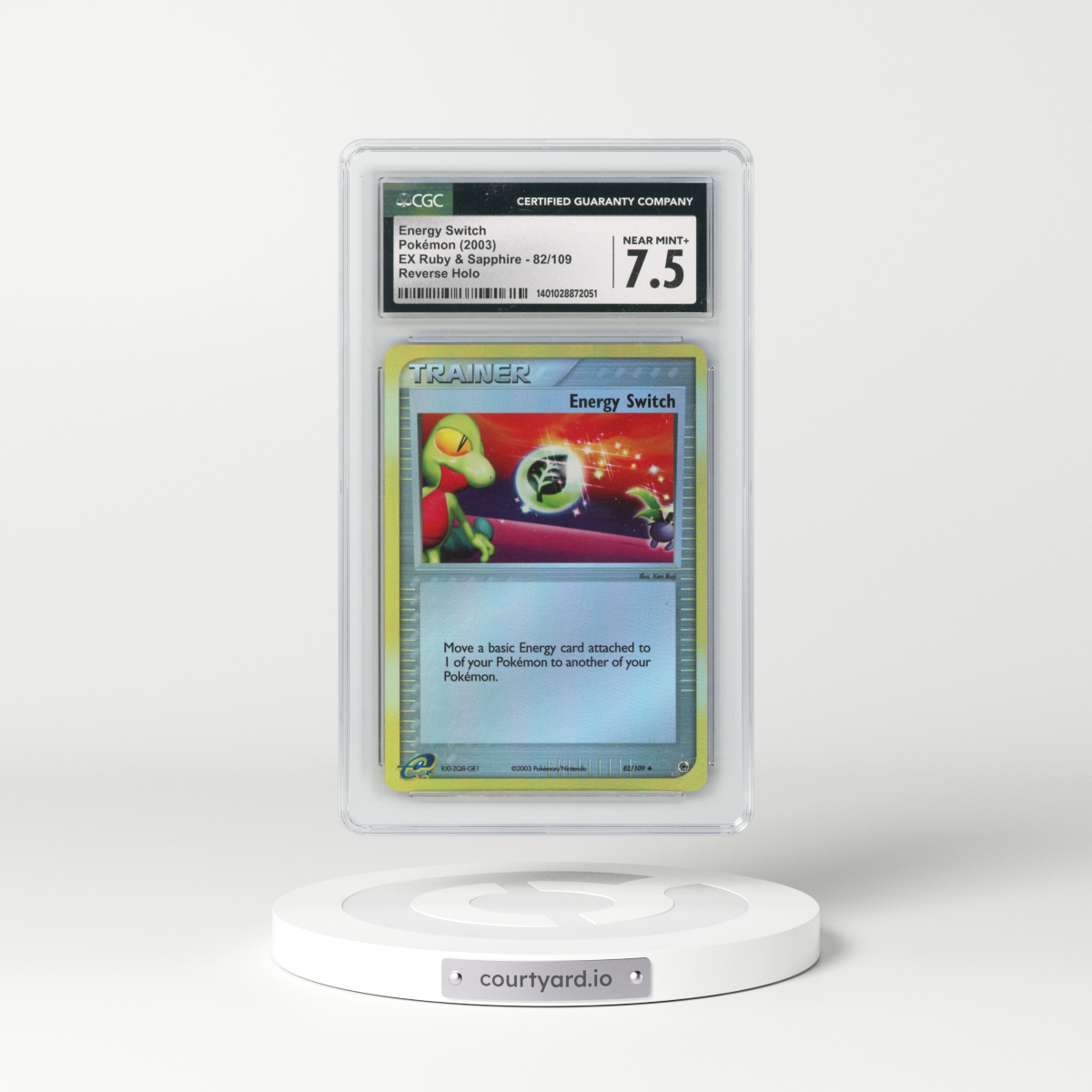 2003 EX Ruby & Sapphire (2003 Copyright, w/ "e" Symbol) #82/109 Energy Switch - Reverse Holo (CGC 7.5 NM+)