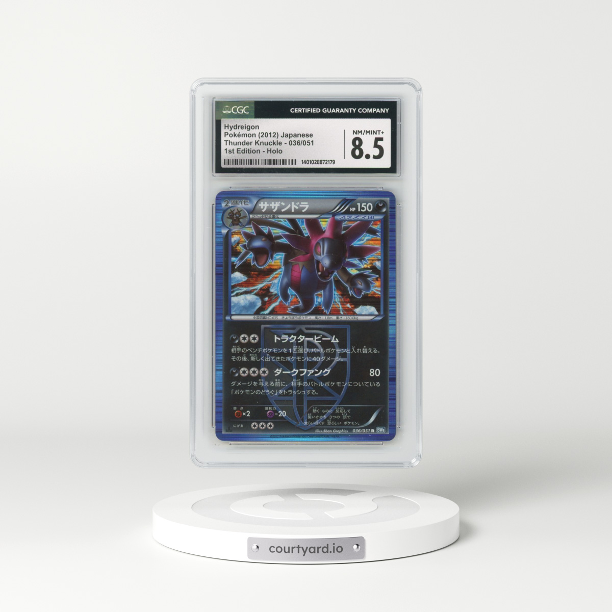 2012 Thunder Knuckle - BW8 (Blue) #036/051 Hydreigon - 1st Edition Holo (CGC 8.5 NM-MT+)