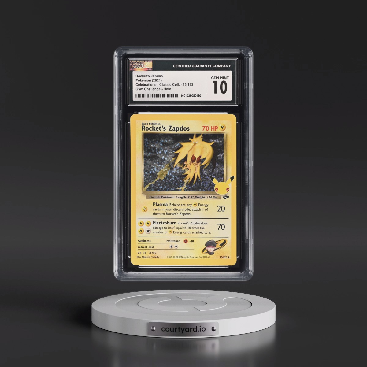 2021 Celebrations - Classic Collection #15/132 Rocket's Zapdos - Gym Challenge Holo (CGC 10 GEM MINT)