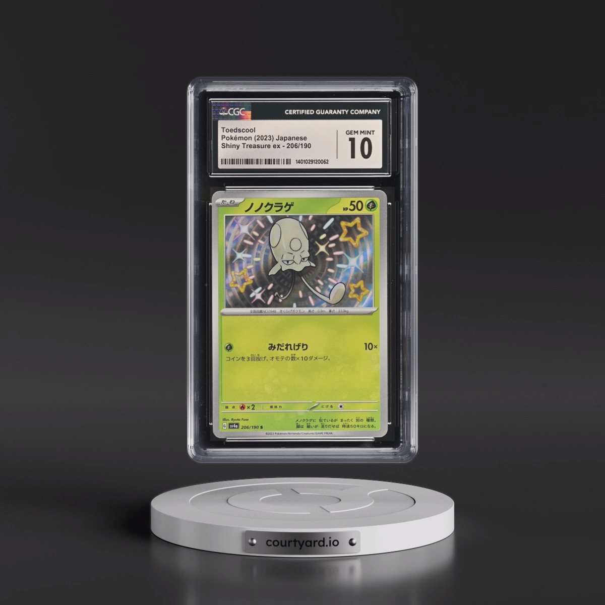 2023 Shiny Treasure ex #206/190 Toedscool - Shiny Rare Holo (CGC 10 GEM MINT)