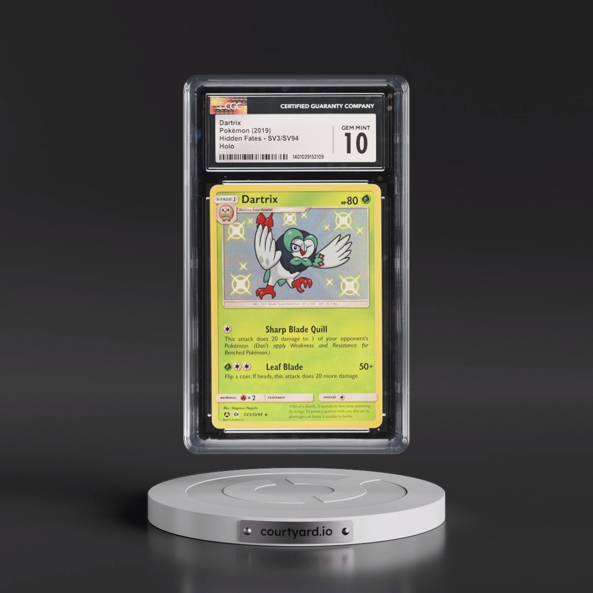2019 Hidden Fates #SV3/SV94 Dartrix - Shiny Vault Holo (CGC 10 GEM MINT)