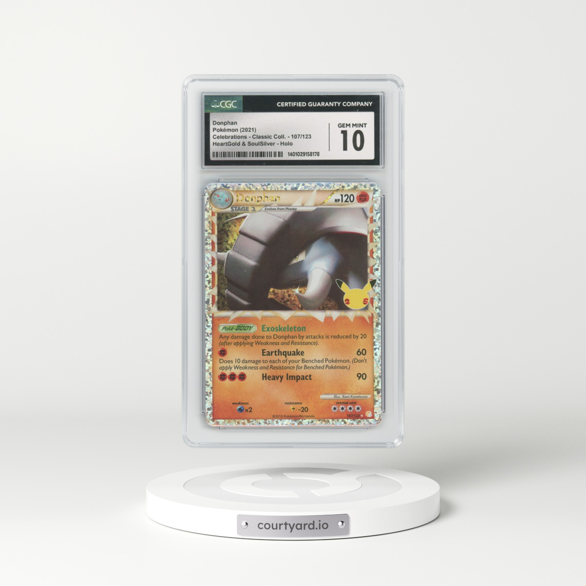 2021 Celebrations - Classic Collection #107 Donphan - HeartGold & SoulSilver Holo (CGC 10 GEM MINT)