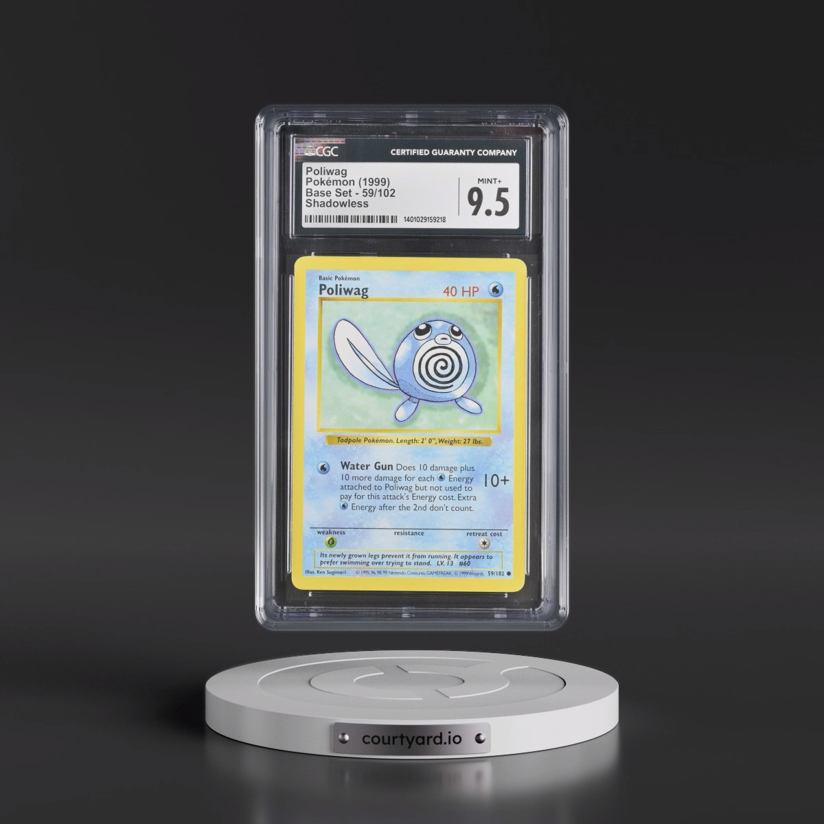1999 Base Set #59/102 Poliwag - Shadowless Shadowless (CGC 9.5 MINT+)