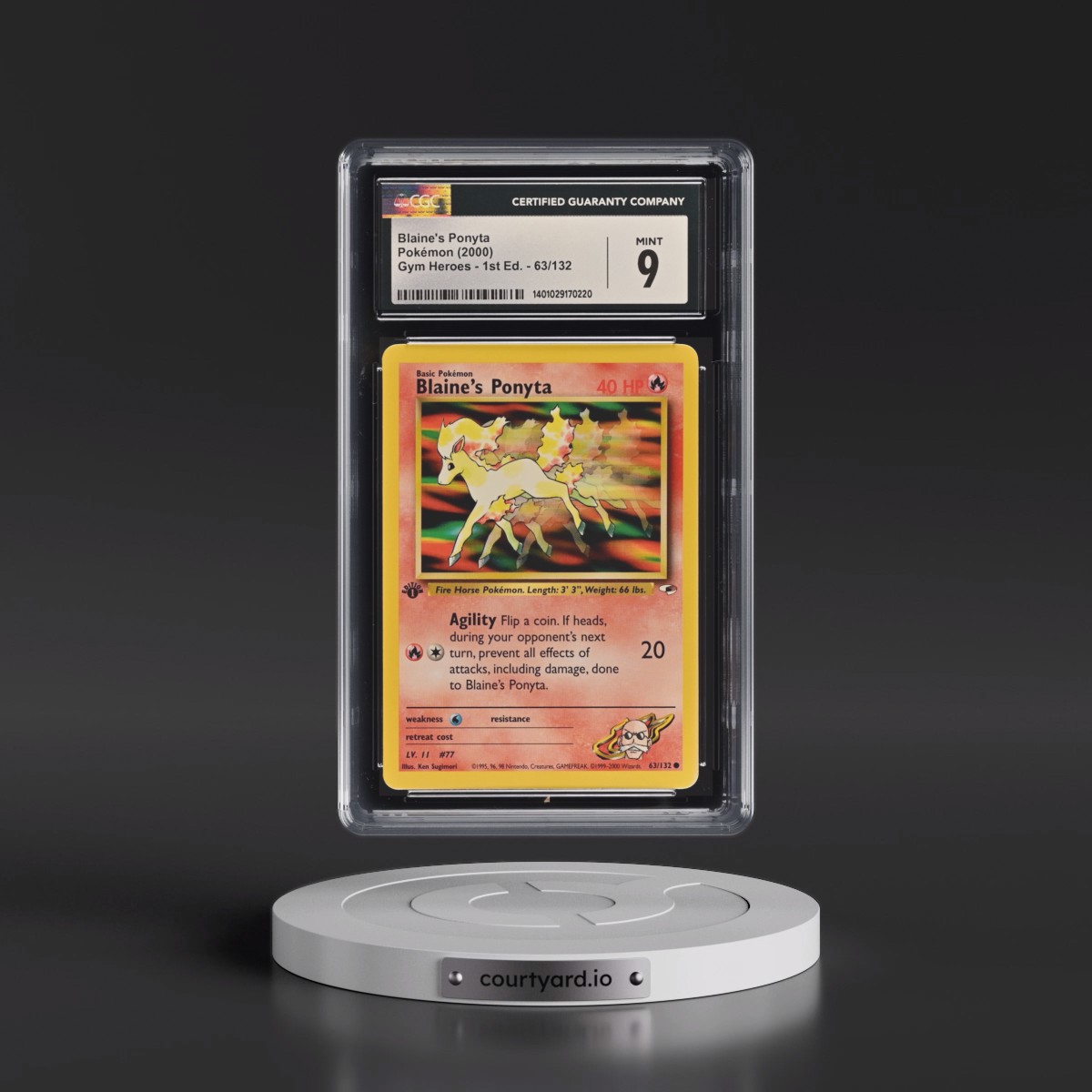 2000 Gym Heroes Blaine's Ponyta - 1st Edition #63/132 CGC 9