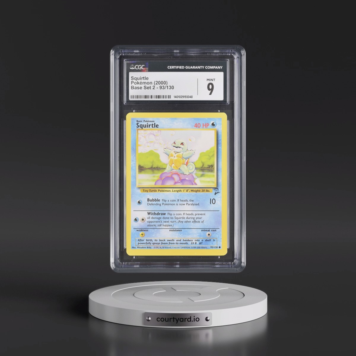 2000 Base Set 2 #93/130 Squirtle (CGC 9 MINT)