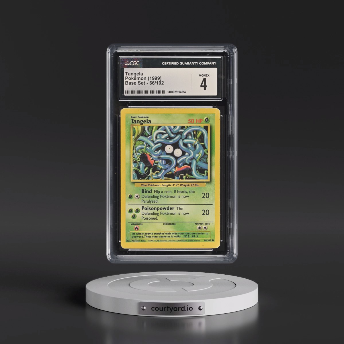 1999 Base Set #66/102 Tangela (CGC 4 VG-EX)