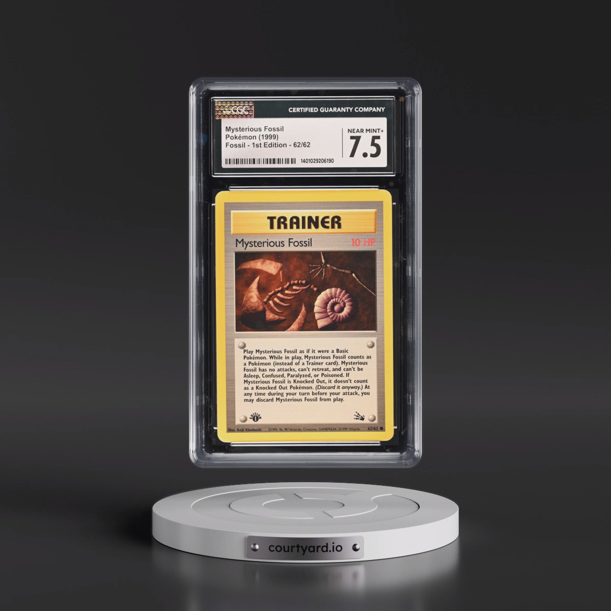 1999 Fossil #62/62 Mysterious Fossil - 1st Edition 1st Edition (CGC 7.5 NM+)