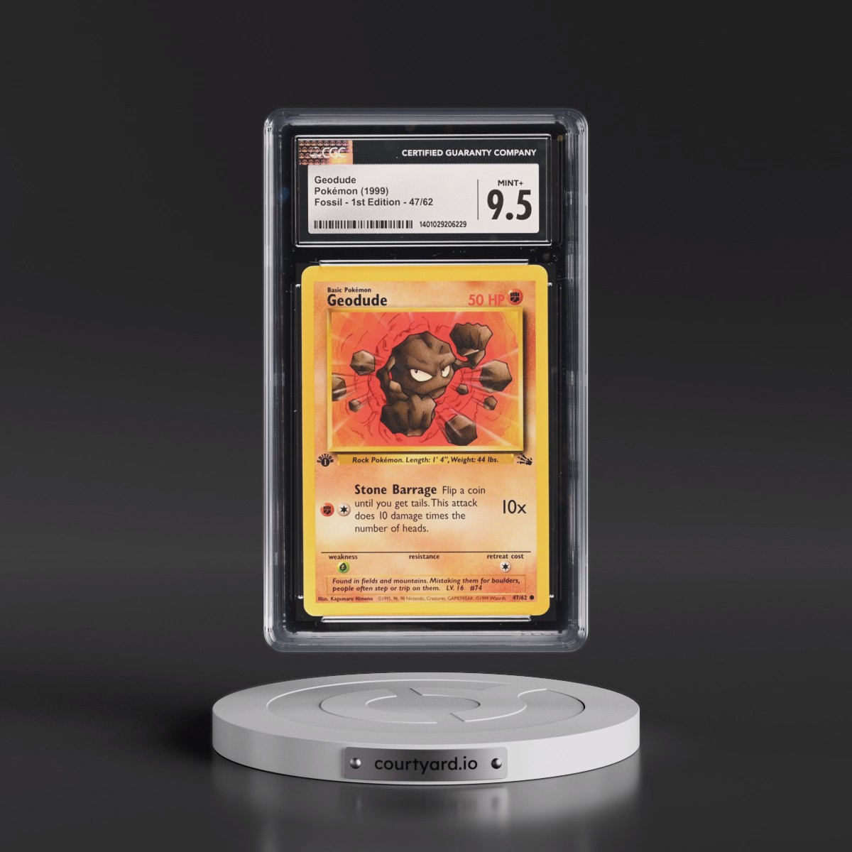 1999 Fossil #47/62 Geodude - 1st Edition 1st Edition (CGC 9.5 MINT+)
