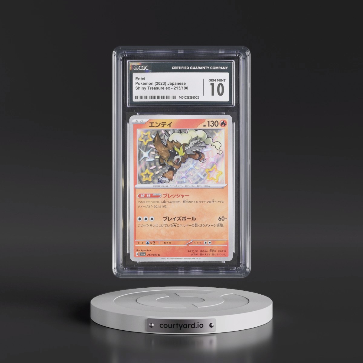2023 Shiny Treasure ex #213/190 Entei - Shiny Rare Holo (CGC 10 GEM MINT)