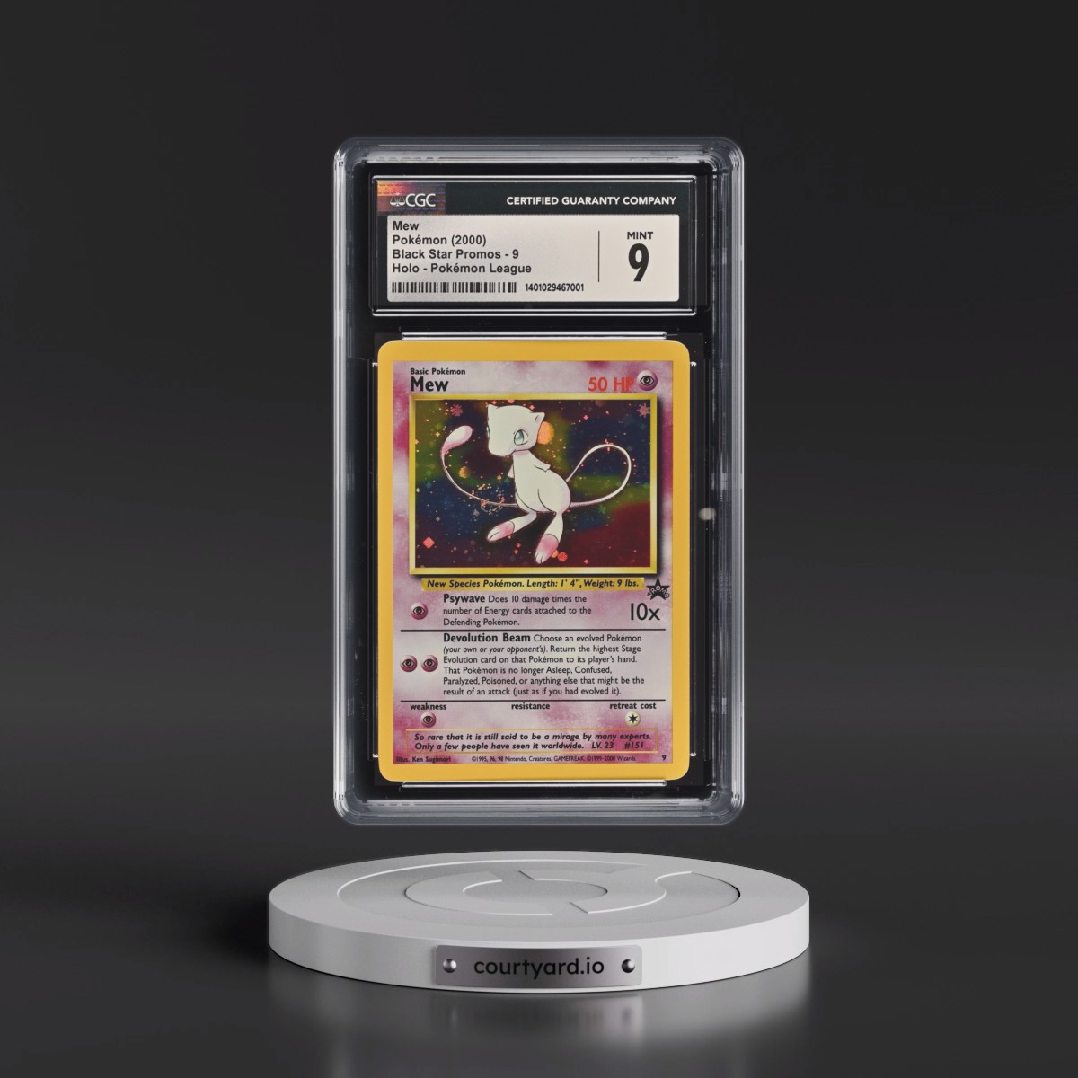 1999 Black Star Promos #9 Mew - Pokémon League (Holo) (CGC 9 MINT)