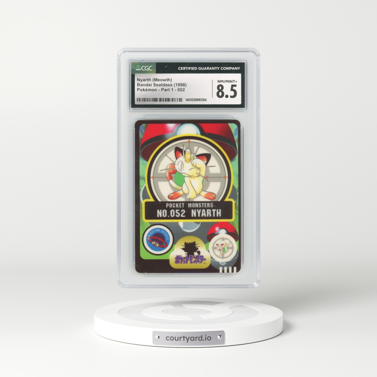 1998 Japanese Bandai Sealdass #52 Nyarth (Meowth) (CGC 8.5 NM-MT+)