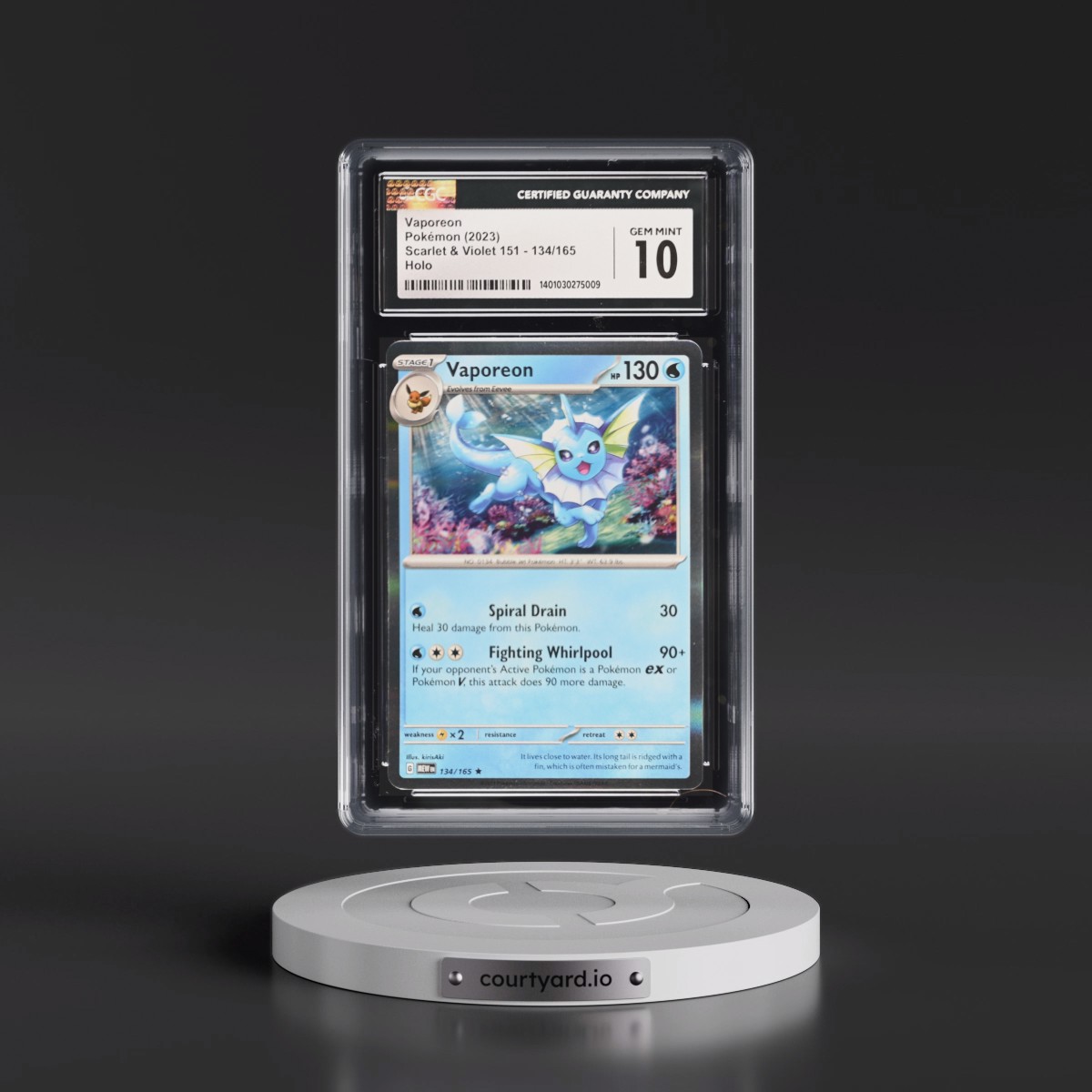 2023 Scarlet & Violet 151 - MEW EN Vaporeon - Holo #134/165 CGC 10