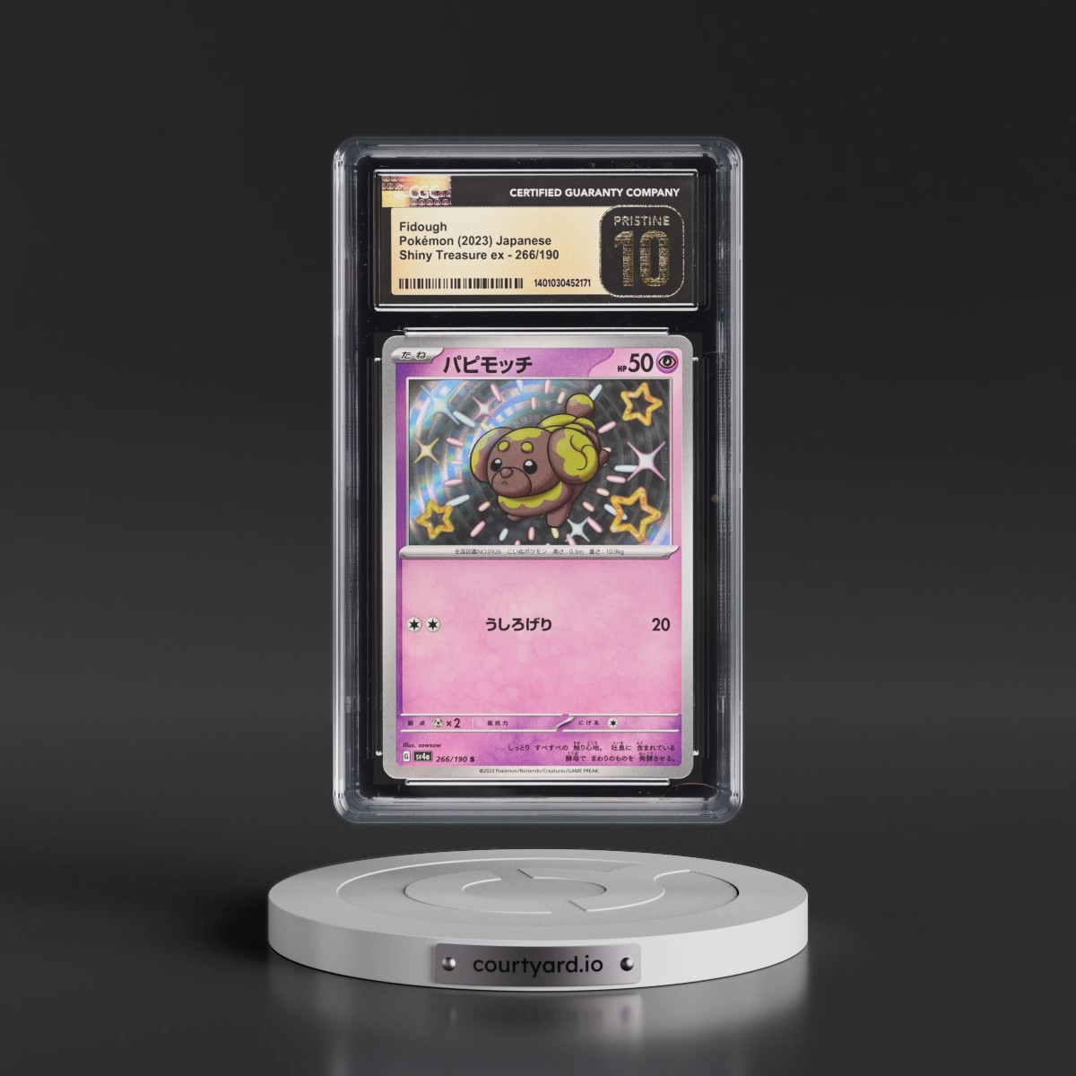 2023 Shiny Treasure ex #266/190 Fidough (CGC 10 PRISTINE)