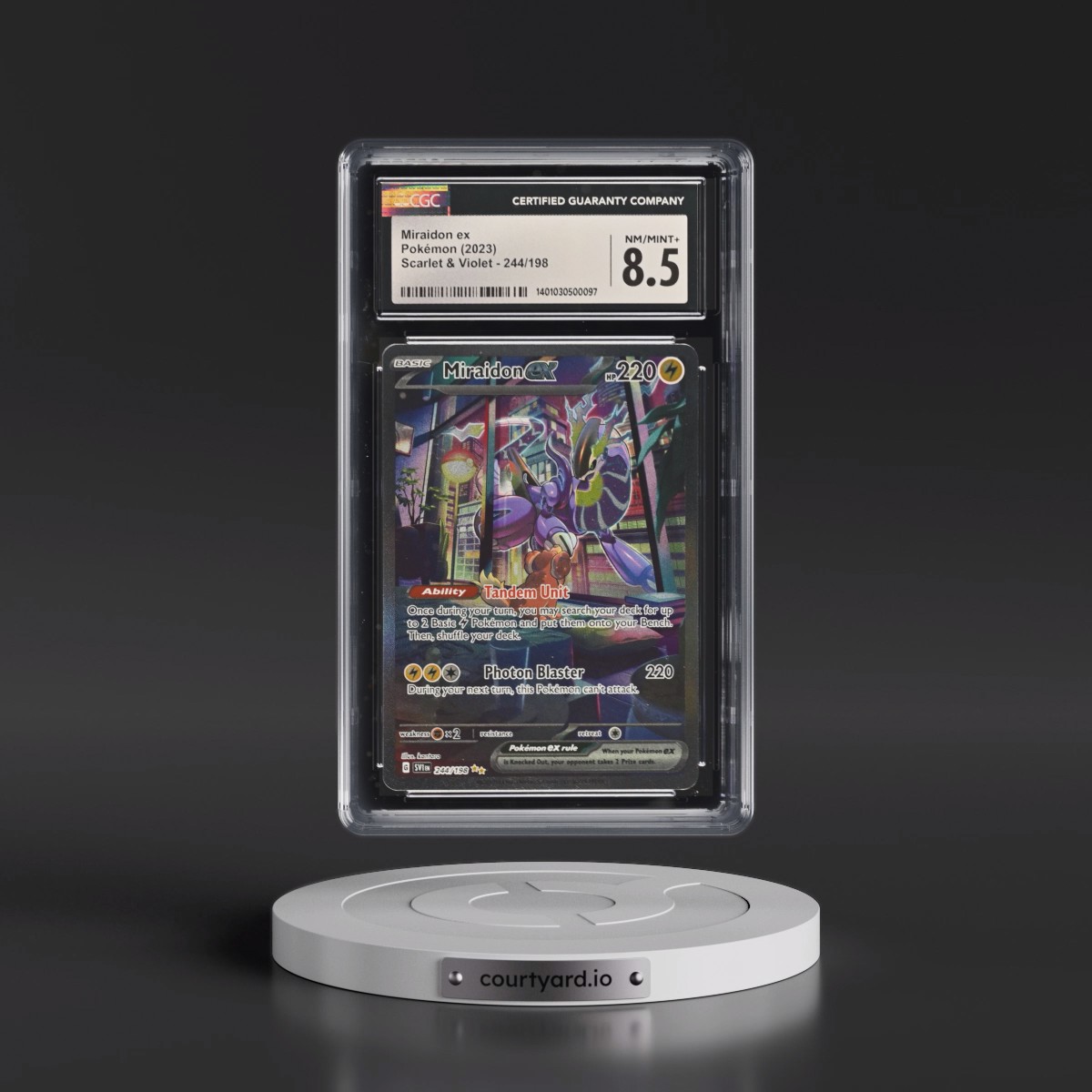 2023 Scarlet & Violet #244/198 Miraidon ex - Special Illustration Rare (Holo) (CGC 8.5 NM-MT+)