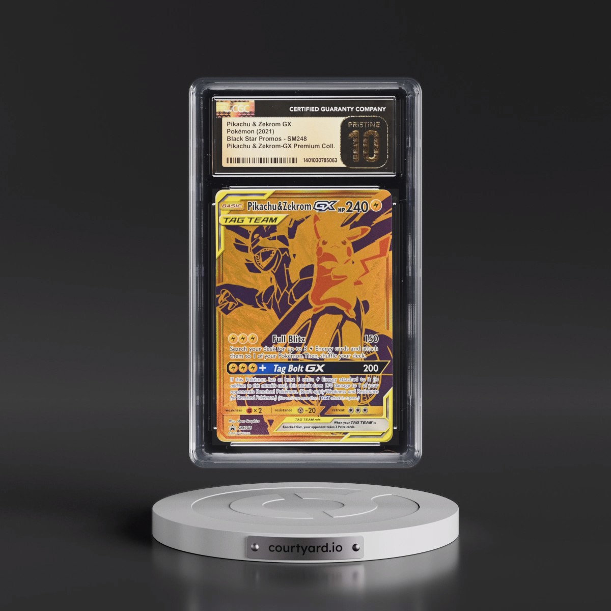 2016 Black Star Promos - Sun & Moon #SM248 Pikachu & Zekrom GX - Pikachu & Zekrom GX Premium Collection (Holo) (CGC 10 PRISTINE)