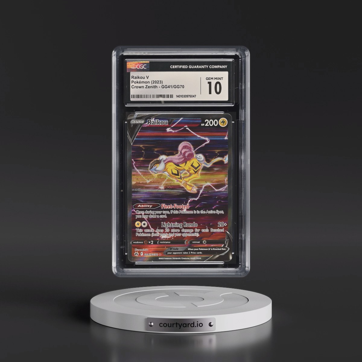 2023 Crown Zenith #GG41/GG70 Raikou V - Galarian Gallery Holo (CGC 10 GEM MINT)