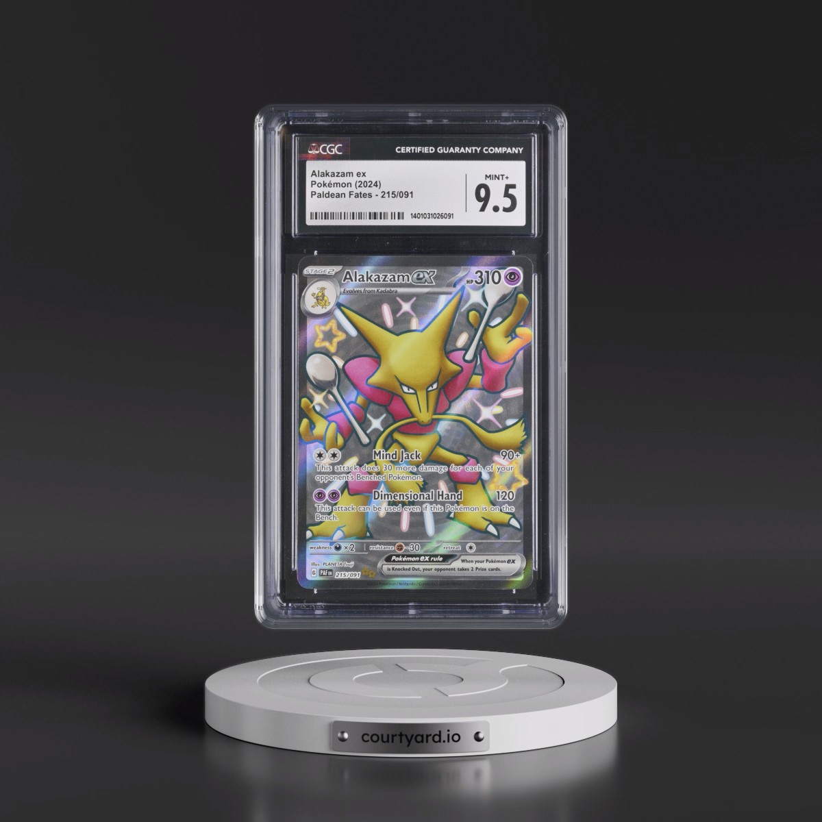 2024 Paldean Fates - PAF EN #215/091 Alakazam ex - Shiny Ultra Rare Holo (CGC 9.5 MINT+)