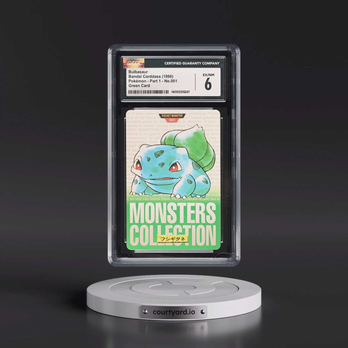 1996 (Monsters Collection) Part 1 #001 Bulbasaur - Green Card (CGC 6 EX-NM)