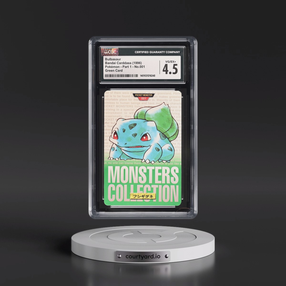 1996 (Monsters Collection) Part 1 #001 Bulbasaur - Green Card (CGC 4.5 VG-EX+)