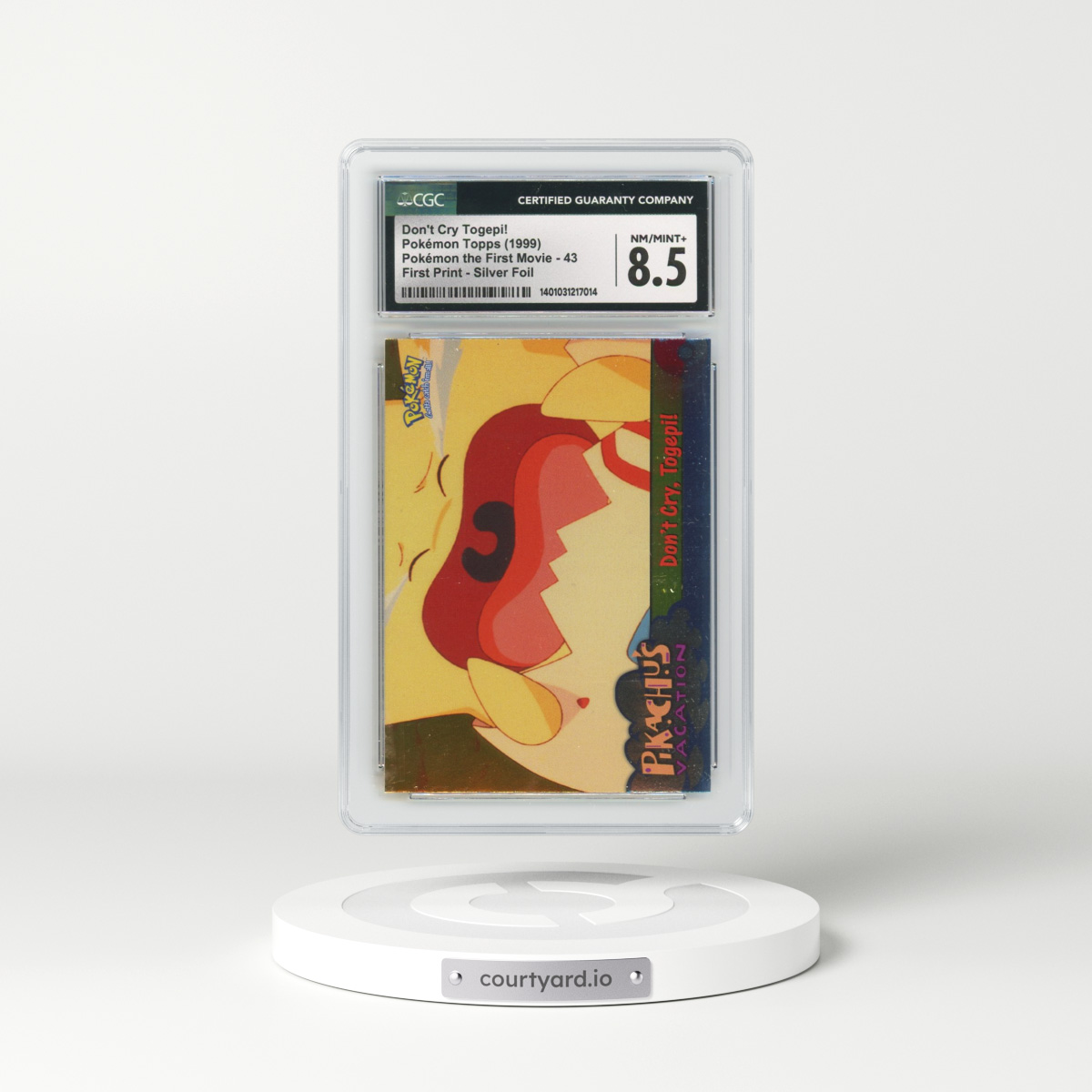 1999 Pokémon the First Movie #43 Don't Cry, Togepi! - First Print (Blue Topps Logo) Silver Foil (CGC 8.5 NM-MT+)